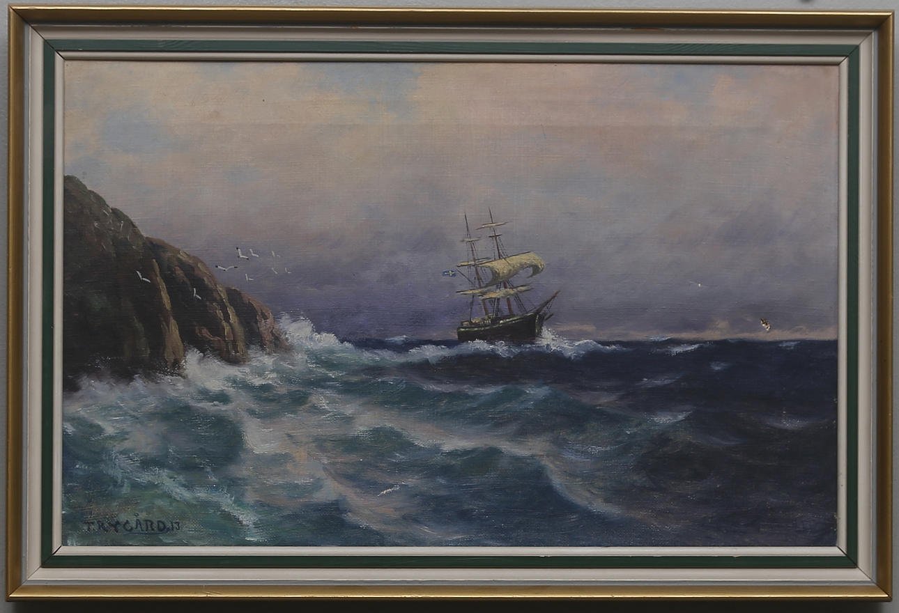 OIDENTIFIERAD KONSTNÄR. Olja på duk, signerad T Rygård och daterad 13.