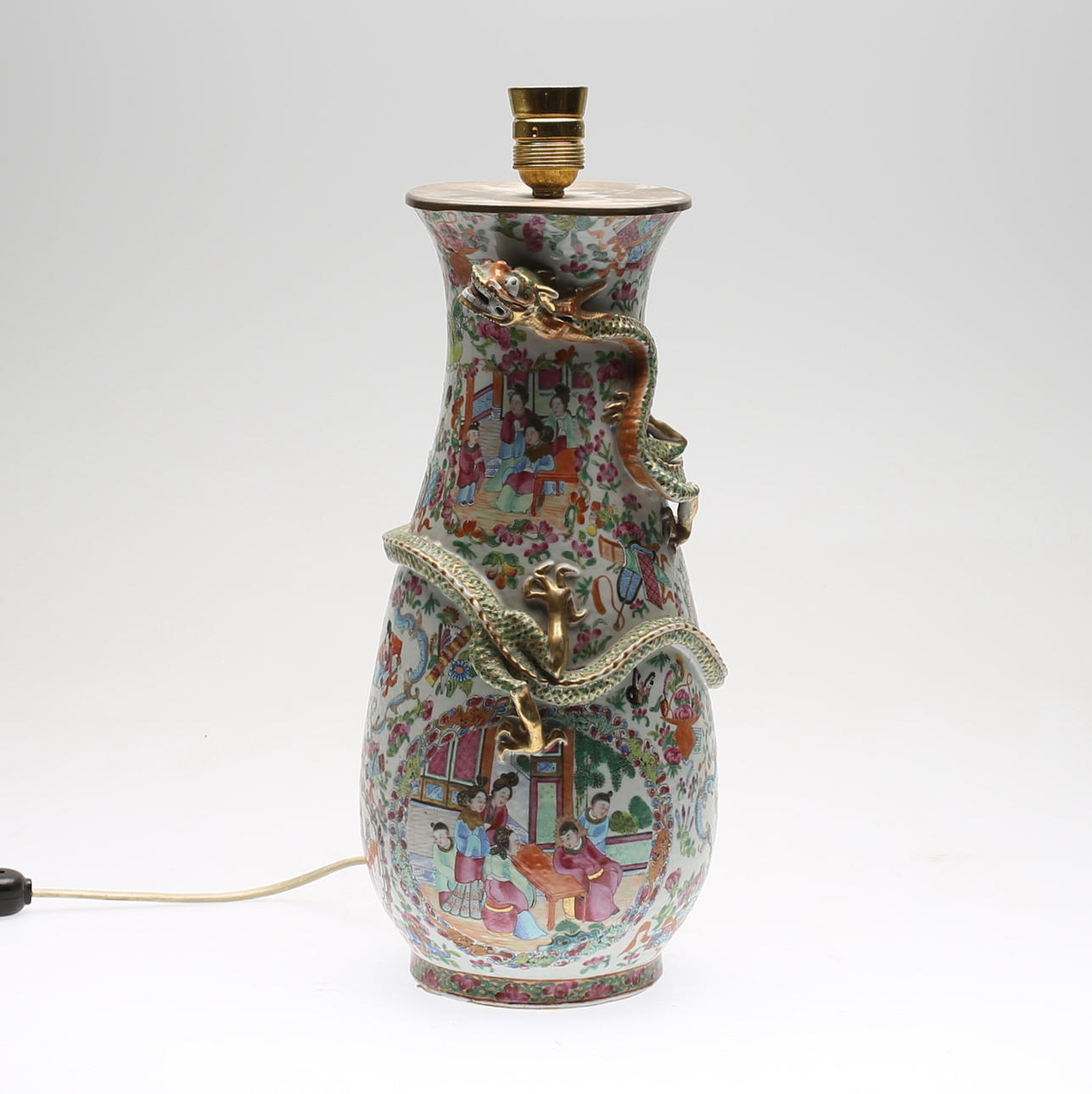 VAS/LAMPA, porslin, kanton, Kina, 1800-tal.