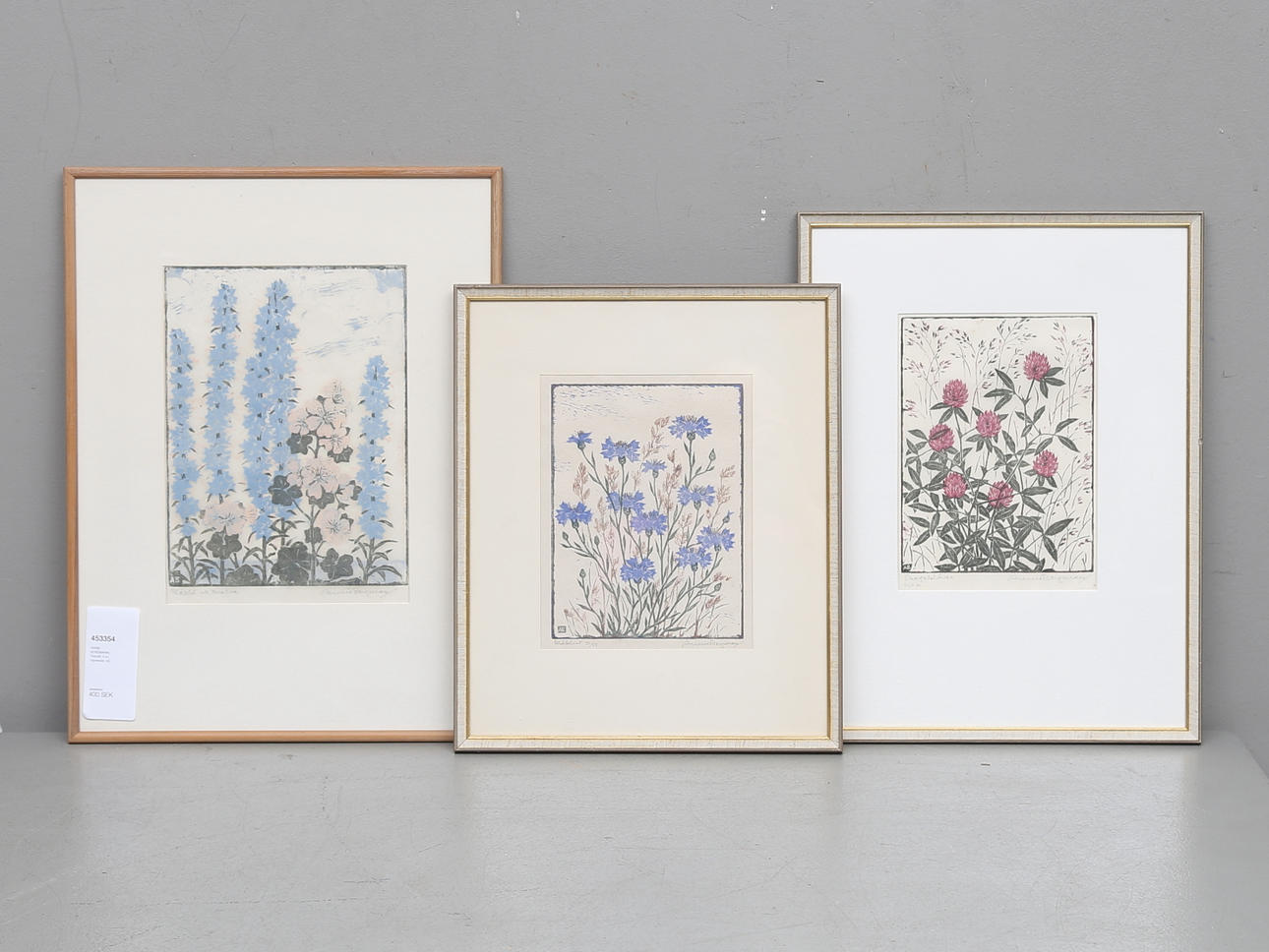 ANNIE BERGMANN. Träsnitt, 3 st, signerade.