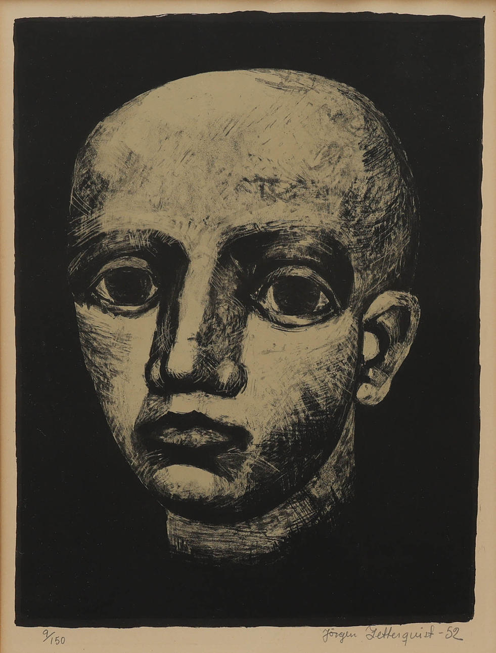 JÖRGEN ZETTERQUIST. lithograph, portrait, numbered 9/150, signed, dated -52.