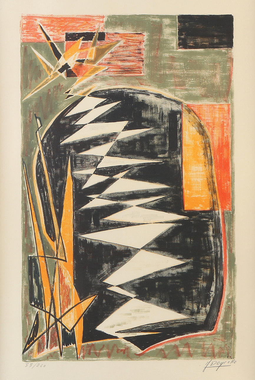 JEAN DEYROLLE. Lithography, 33/260. Composition. Signed.