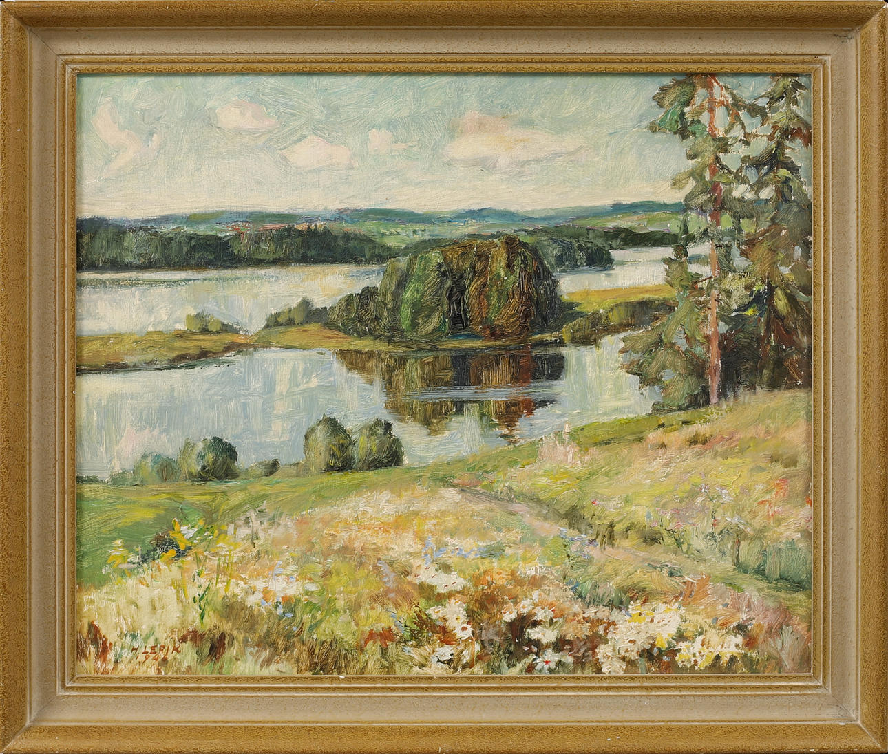 HUGO LEPIK. Landscape, oil on panel, signed and dated 1946.