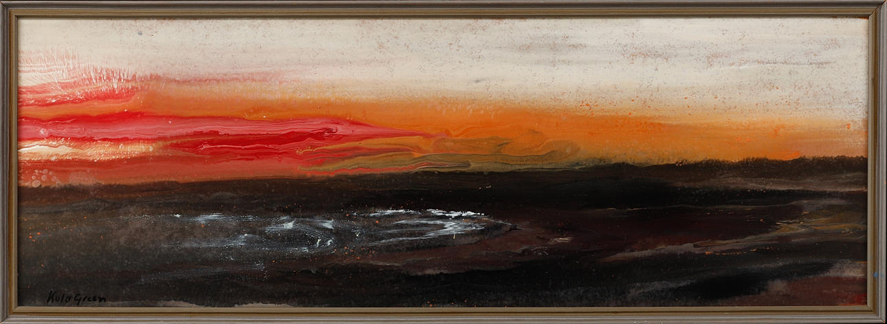 KULO GREEN. Composition, oil on panel, signed.