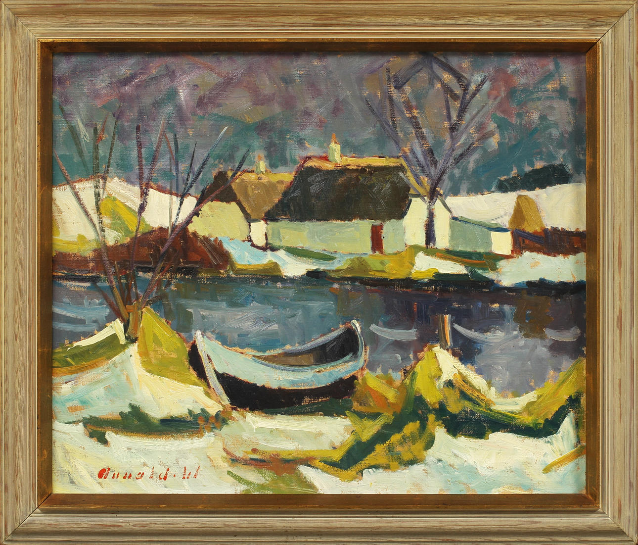 GUSTAV ARNOLD. troligen, Motiv med eka., signerad.