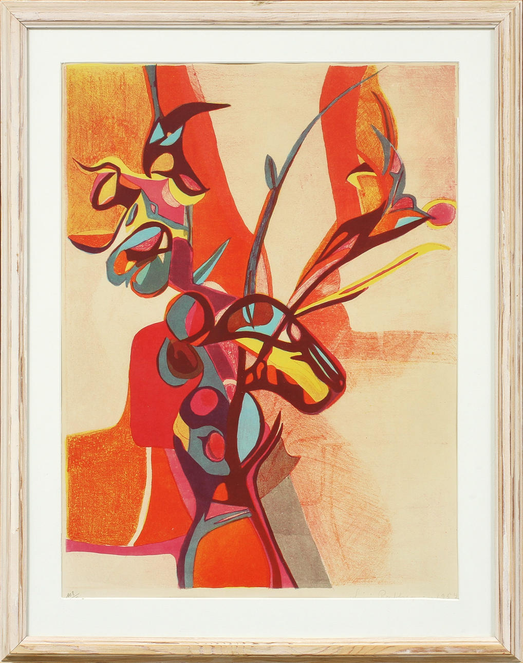 SIRI RATHSMAN. Komposition, färglitografi, sign o numrerad.