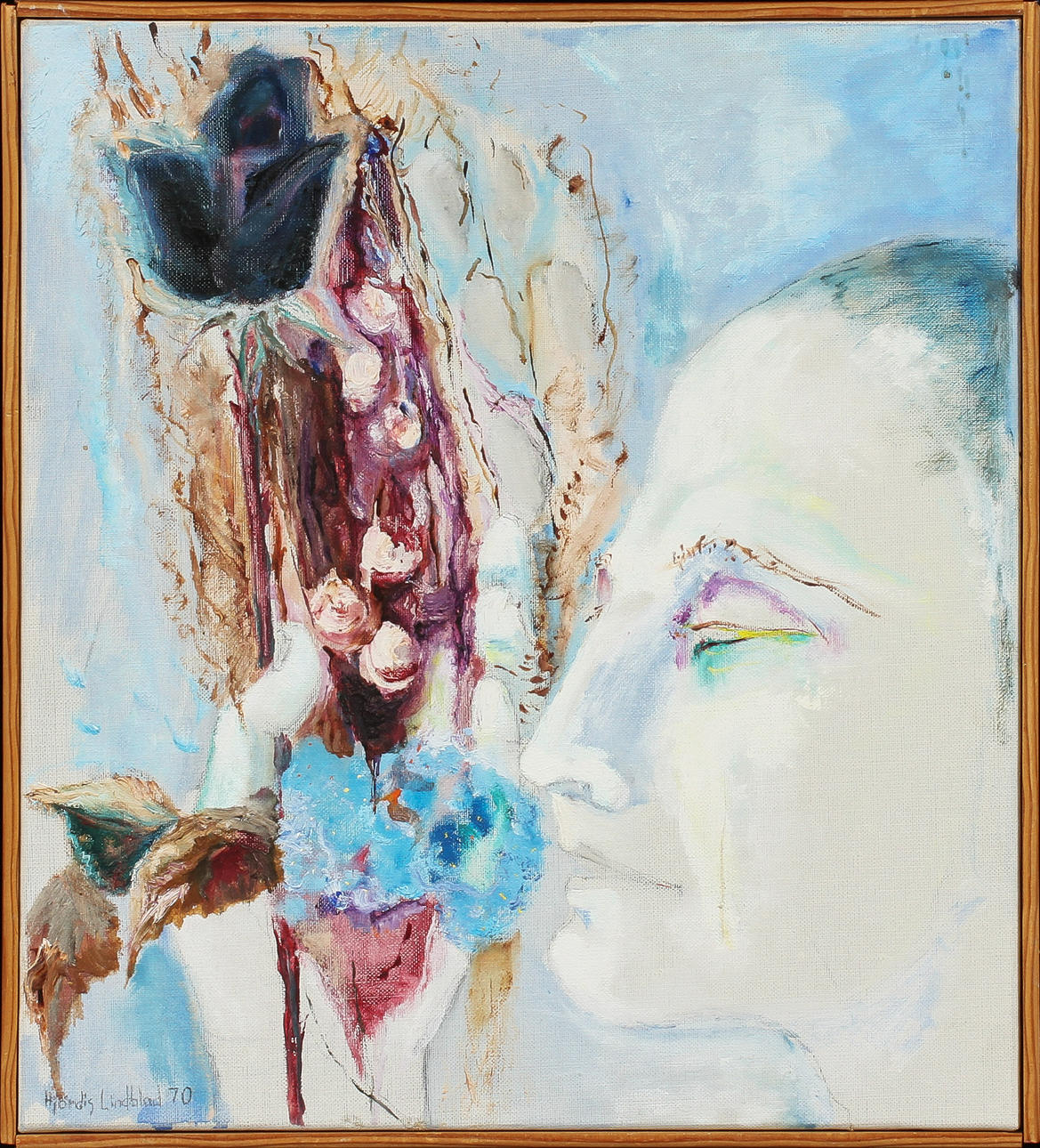 HJÖRDIS LINDBLAD. 2 st,"vårblommor samt ljusens blomster", oljor på duk, sign och daterad -70.