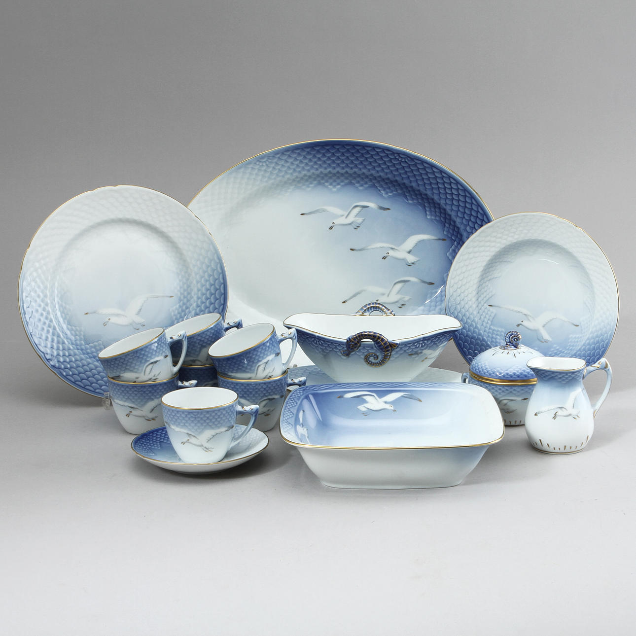 MAT o KAFFESERVIS, 65 delar, porslin, "Måsen", Bing&Gröndahl.