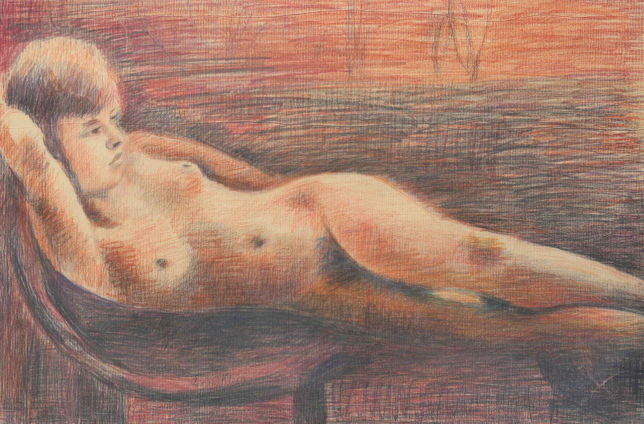 GERTRUDE KLEIN. Pastel, nude study, signed.