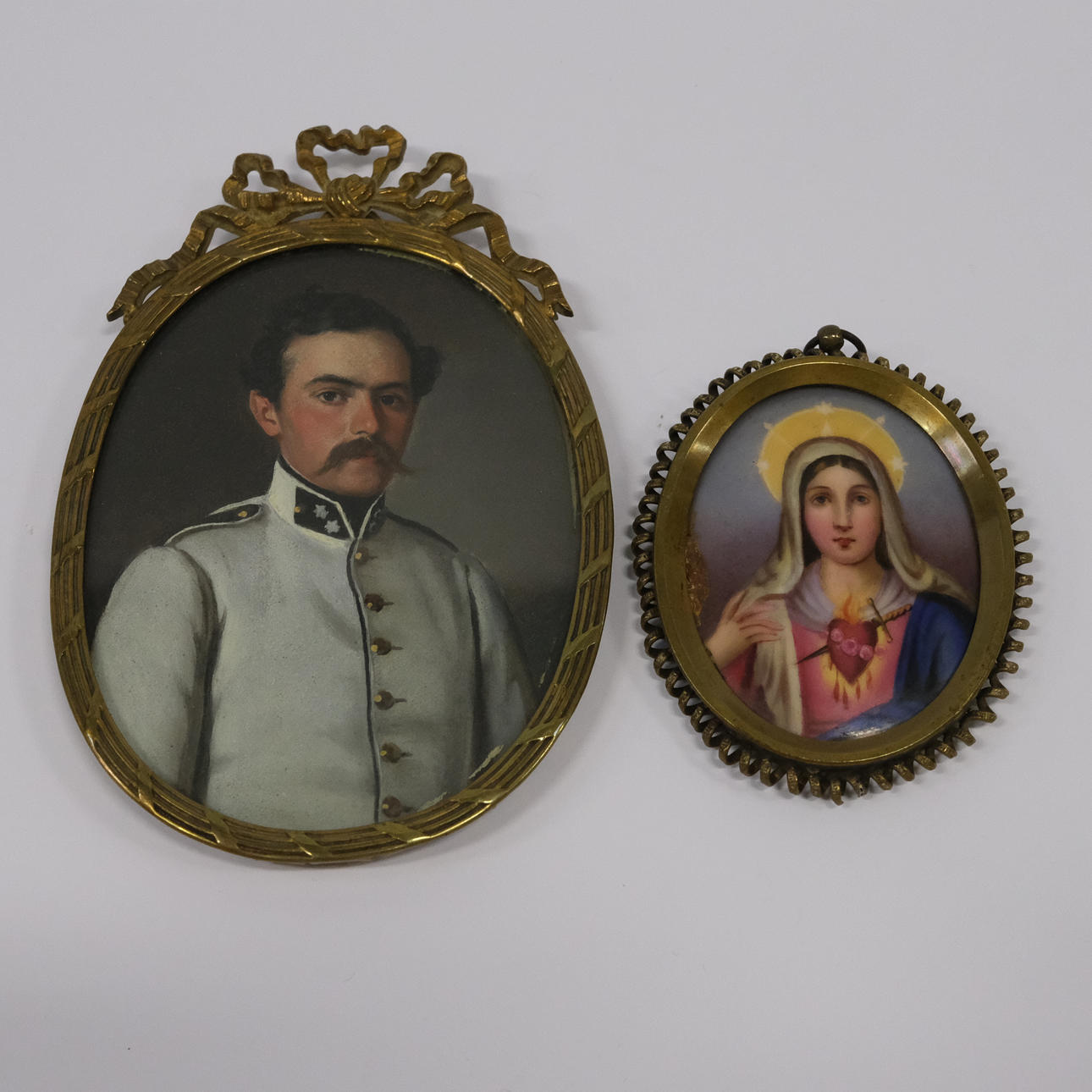 MINIATURE PORTRAIT, TWO PIECES.