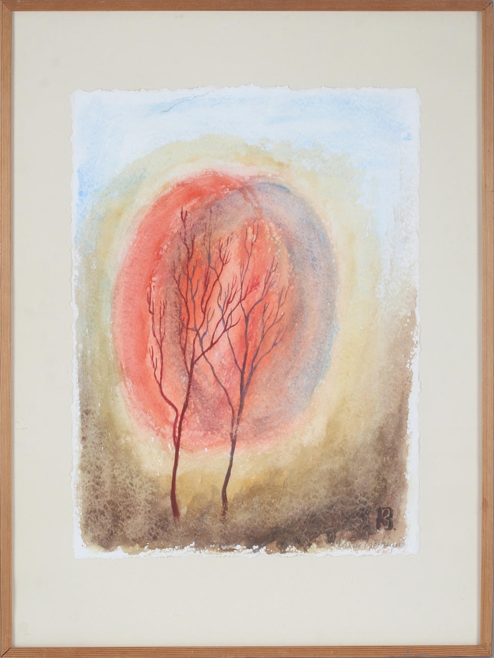 KARIN BJÖRKLUND. “The Two Trees”, watercolour, signed.