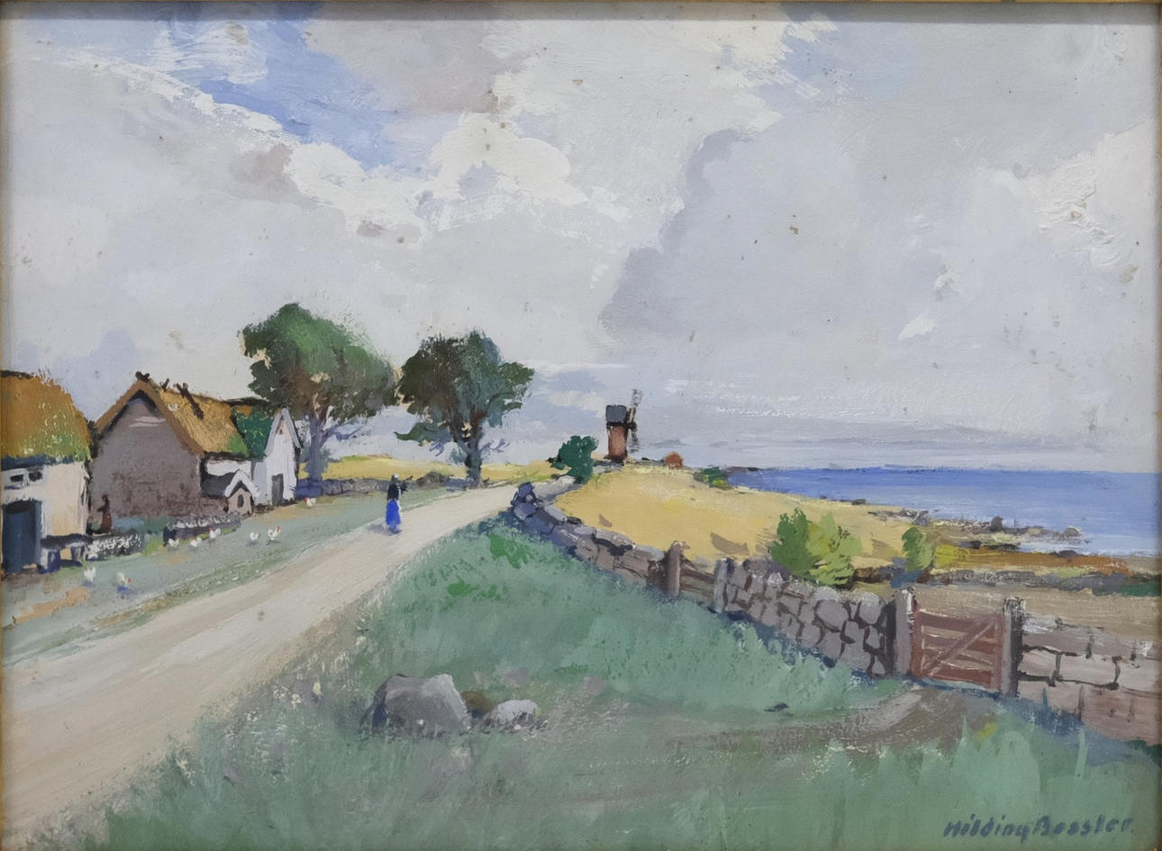 HILDING BOSSLER. LANDSCAPE WITH WINDMILL.