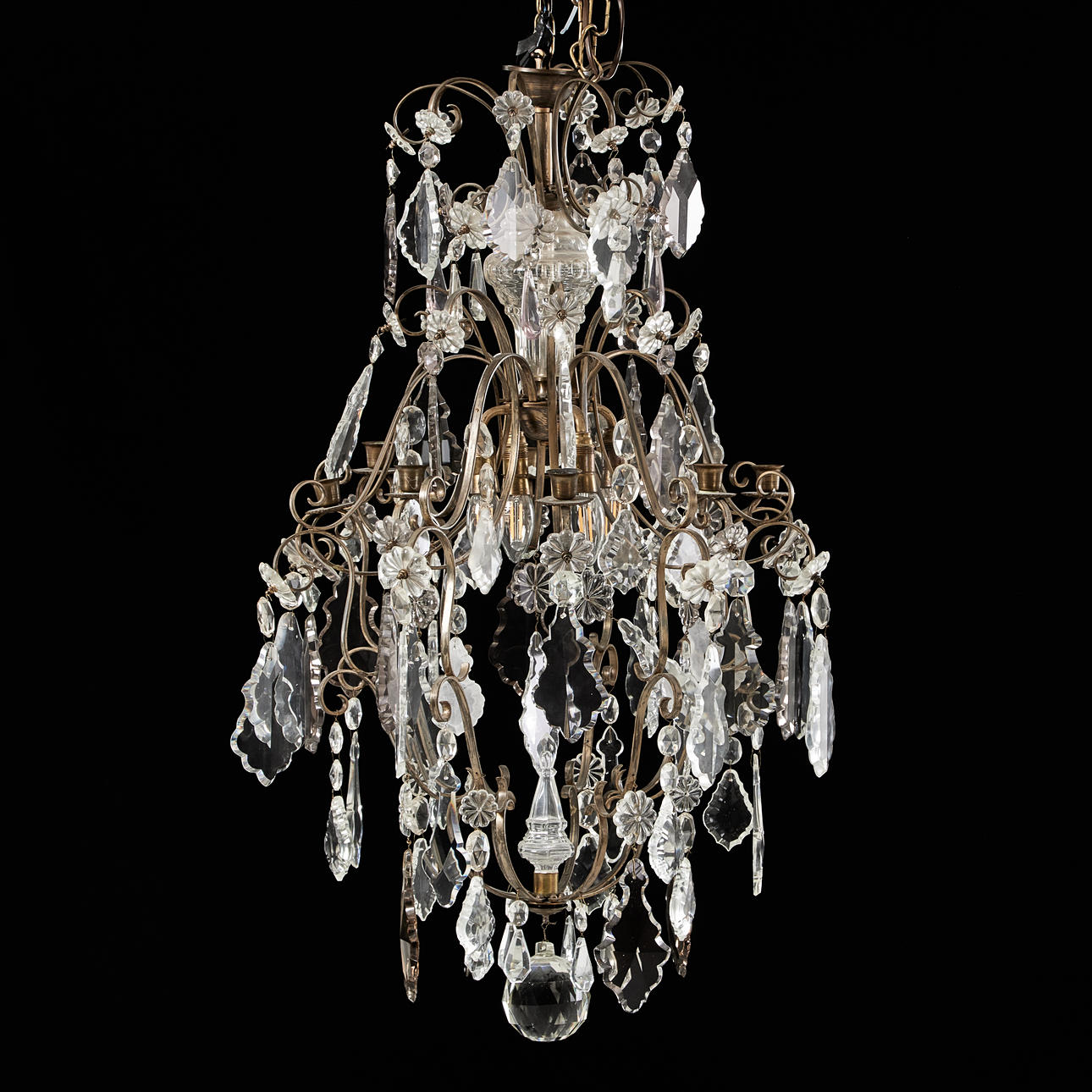 A rococo style chandelier, first half of the 20th century, frame in ...