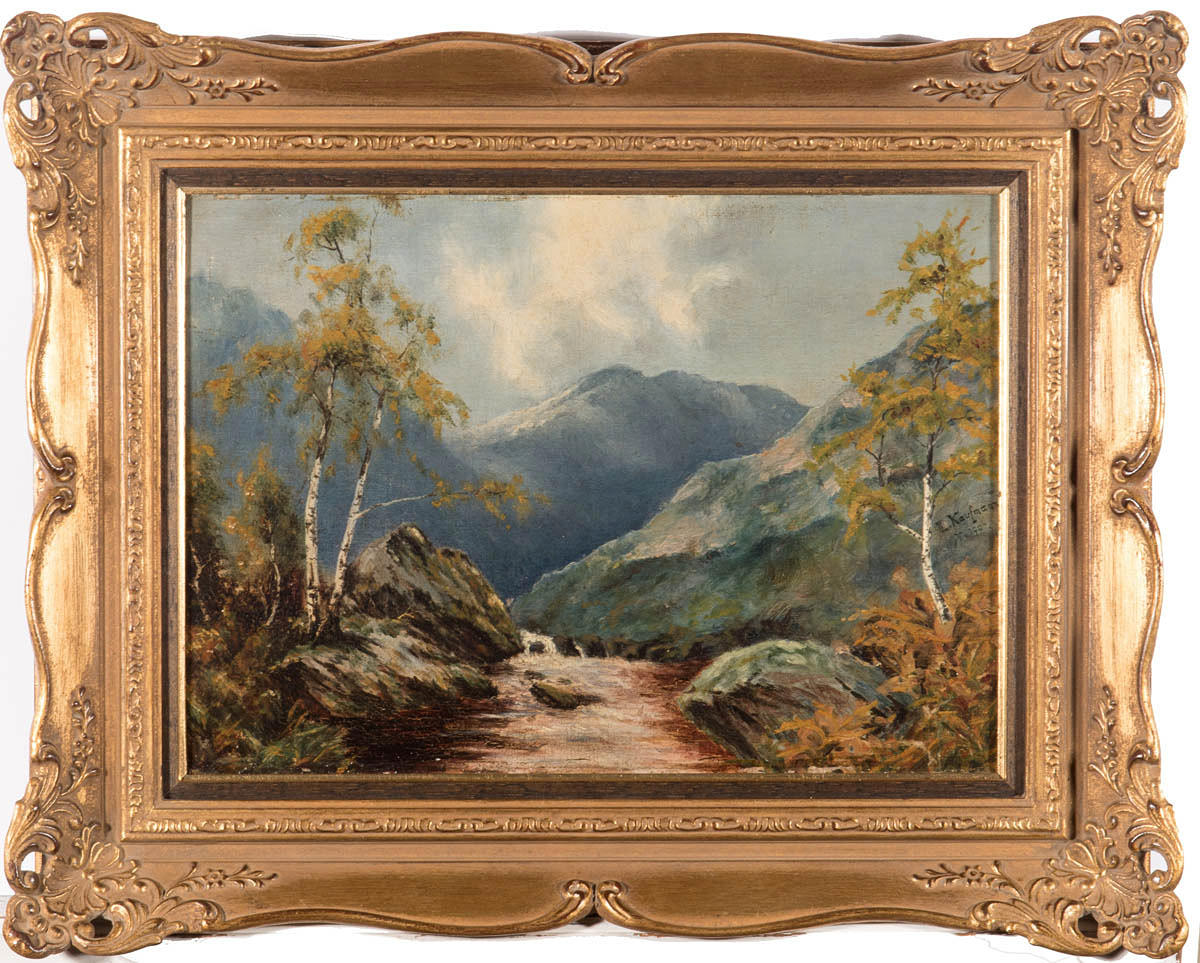 LEON KAUFMANN. BERGLANDSCHAFT MIT WILDBACH.