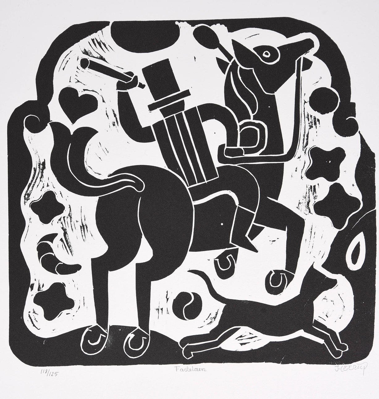 HENRY HEERUP. “Mardi Gras”, linoleum cut.
