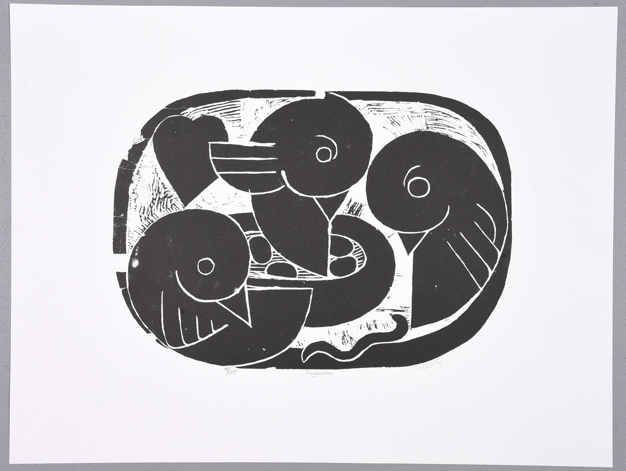 HENRY HEERUP. “Bird's Nest”, linoleum cut.