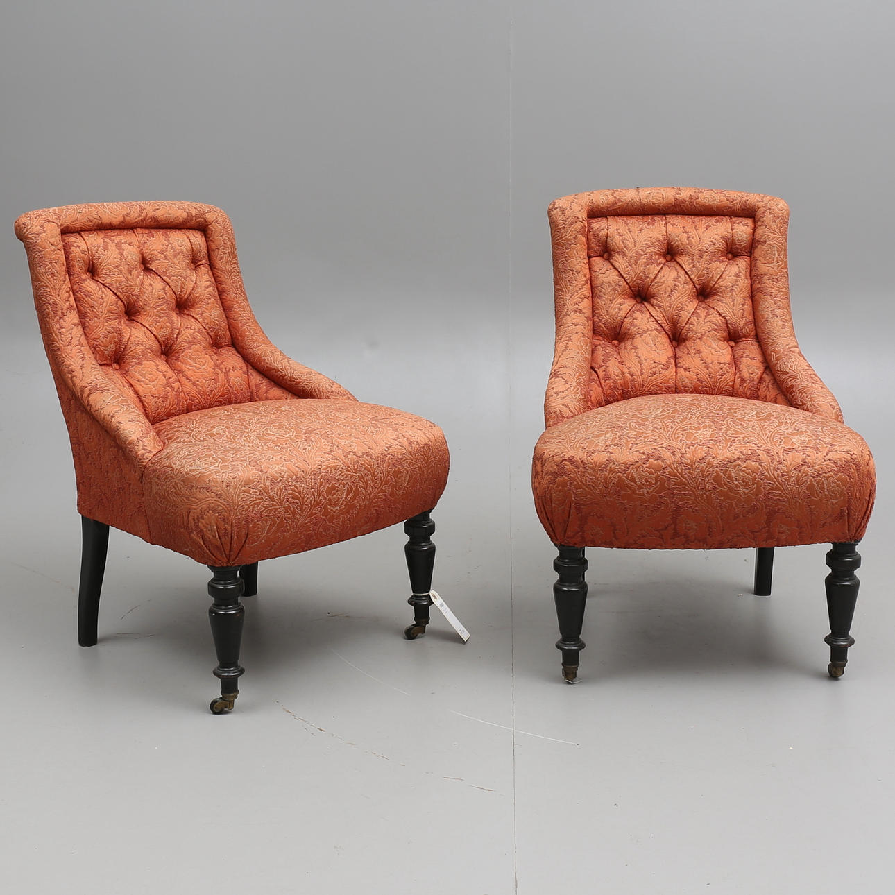 FÅTÖLJER, ett par, sent 1800-tal.