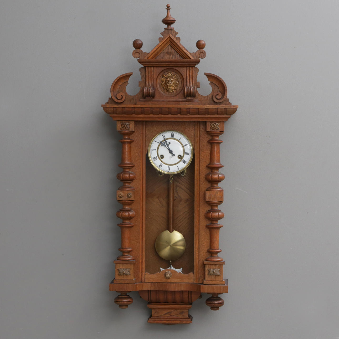 A wall clock by Junghans, turn of the century 1900.