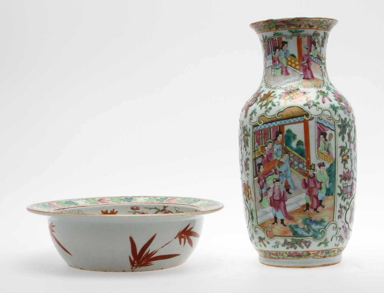 URNA SAMT FAT, Kina, Kanton. 1800/1900-tal.