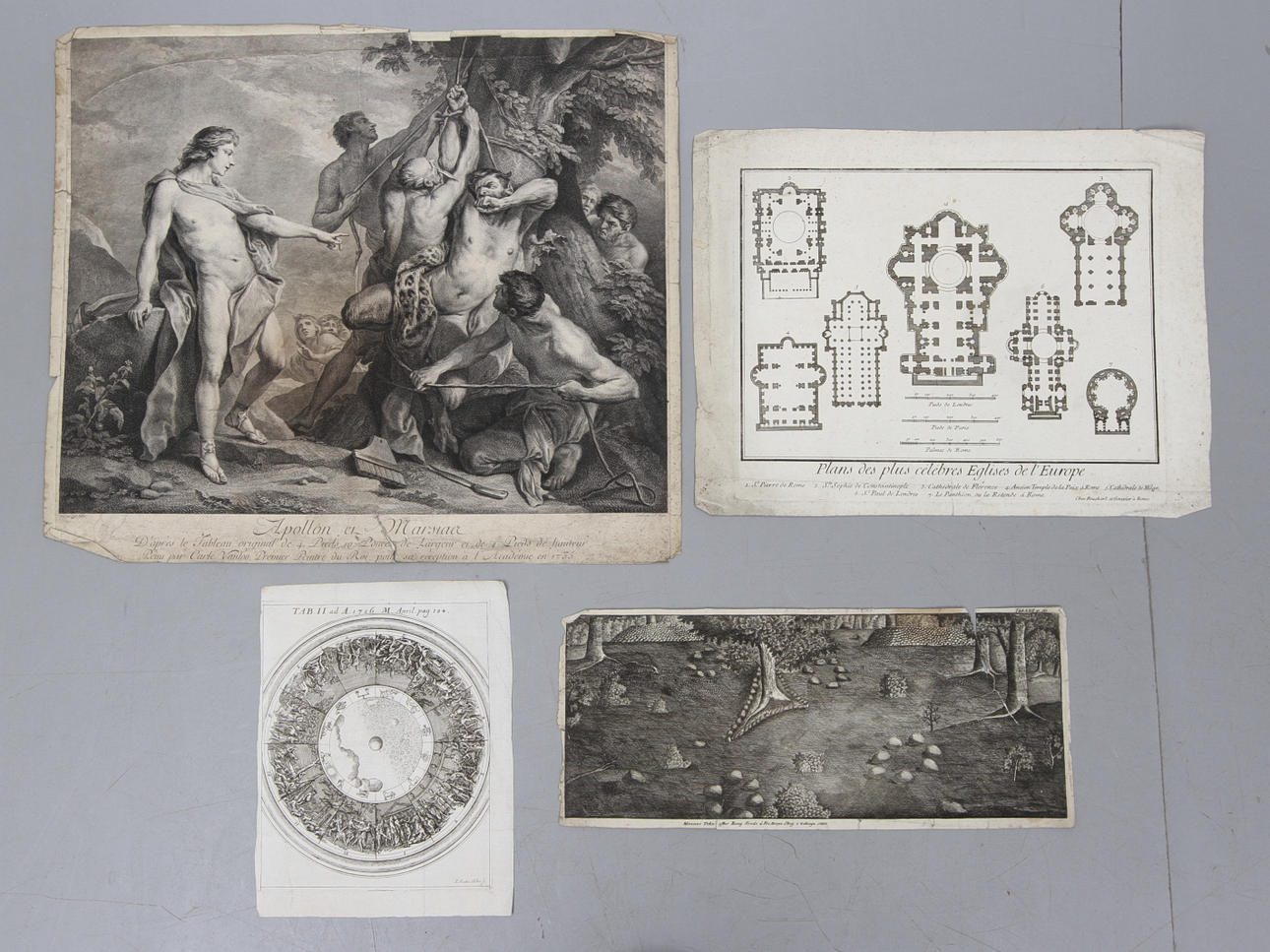 ANTIKA GRAVYRER, 4 st. 1700-tal.