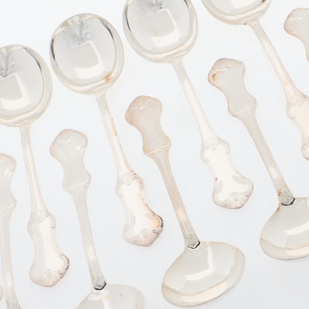 DESSERT SPOONS, 12 pcs, nickel silver, “Patricia”, Mema.