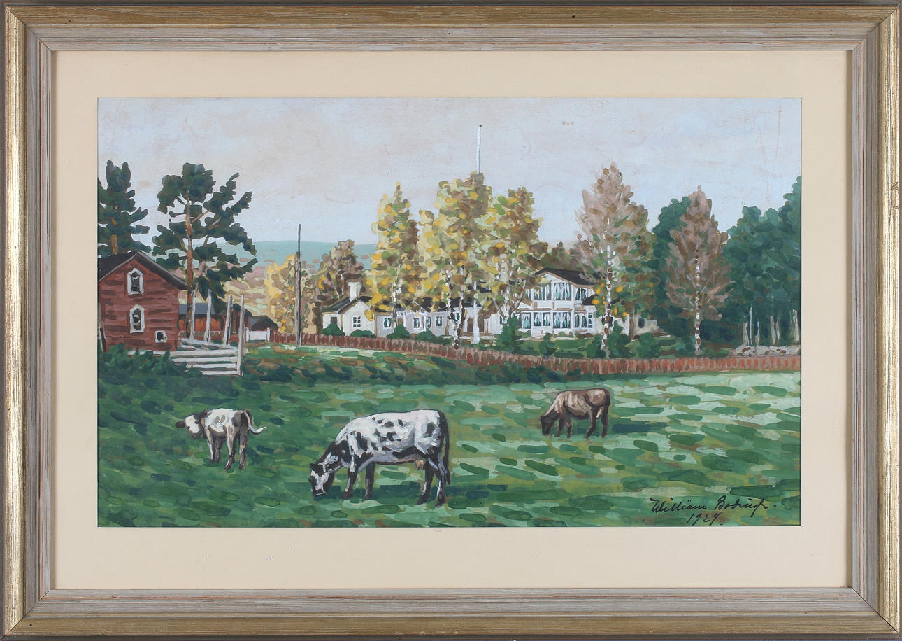 WILLIAM BODINGH. "Villa Sallyhill, Sundsvall", akvarell, signerad och daterad 1924.