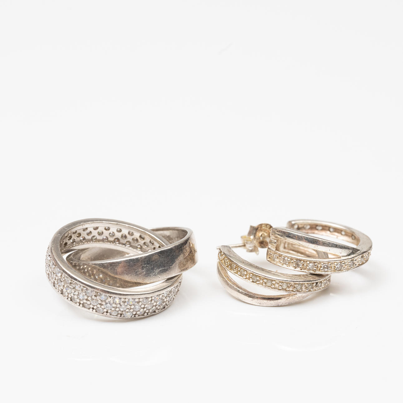 JEWELRY SET, Silver, Cubic zirconia.