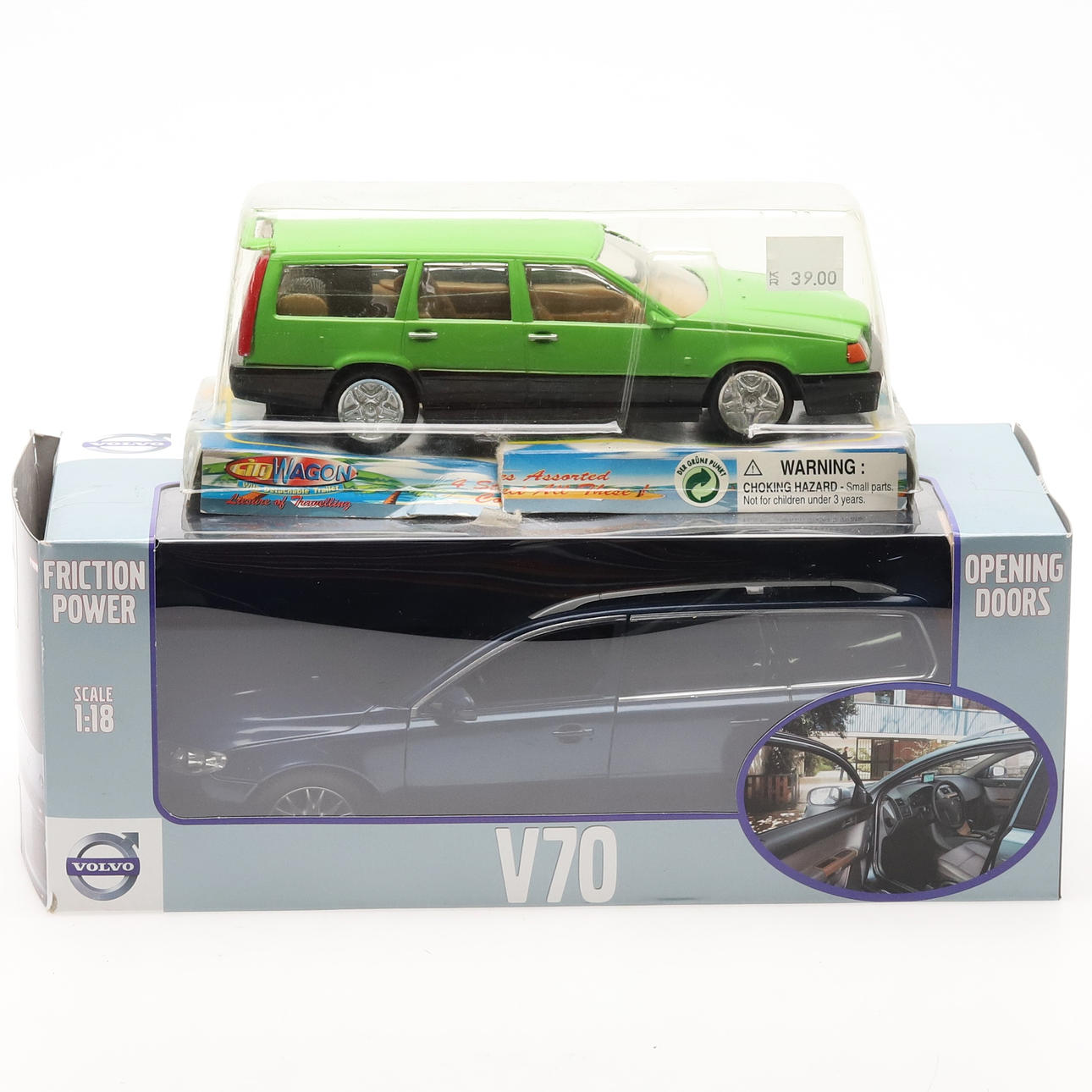 Ein Satz von 2 Volvo-Modellautos.