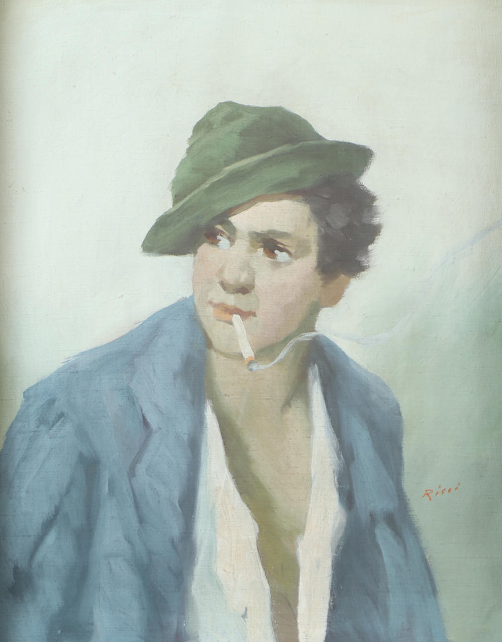 EMIL RICCI. Rökande pojke, olja på duk, signerad Ricci. Konst - Måleri ...