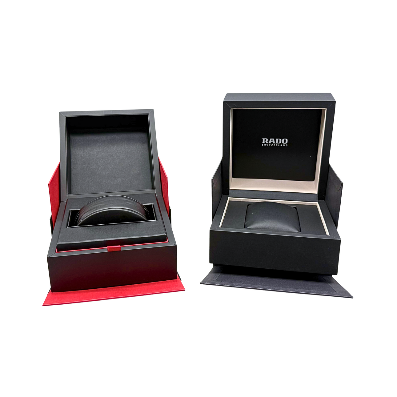 PAIR OF WATCH BOXES, ORIS, RADO, SWITZERLAND, ORIGINAL. Clocks ...
