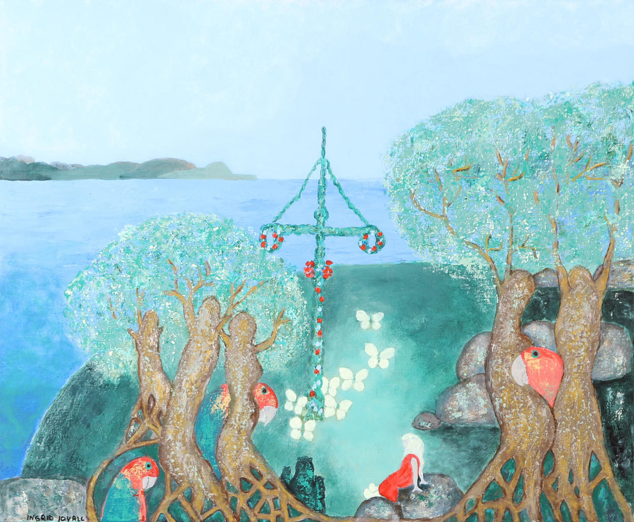 INGRID IDVALL. Midsummer, oil on canvas, signed.