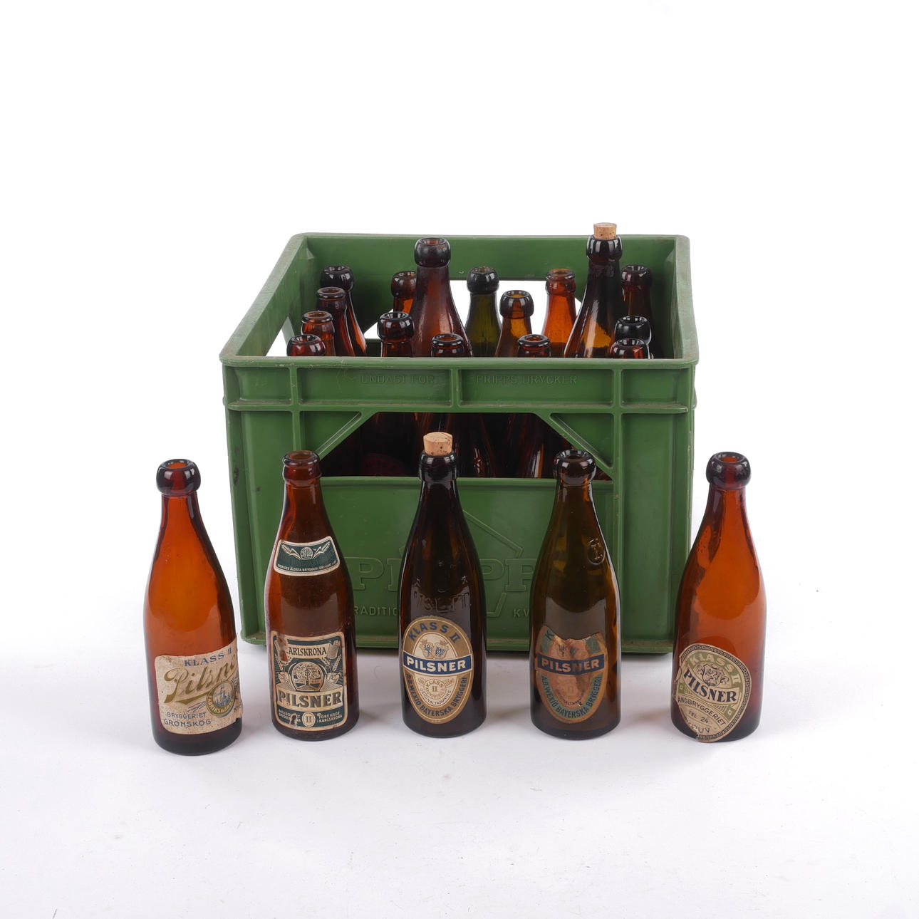 BEER BACK WITH BEER BOTTLES, eg Kalmar brewery, mainly beer.