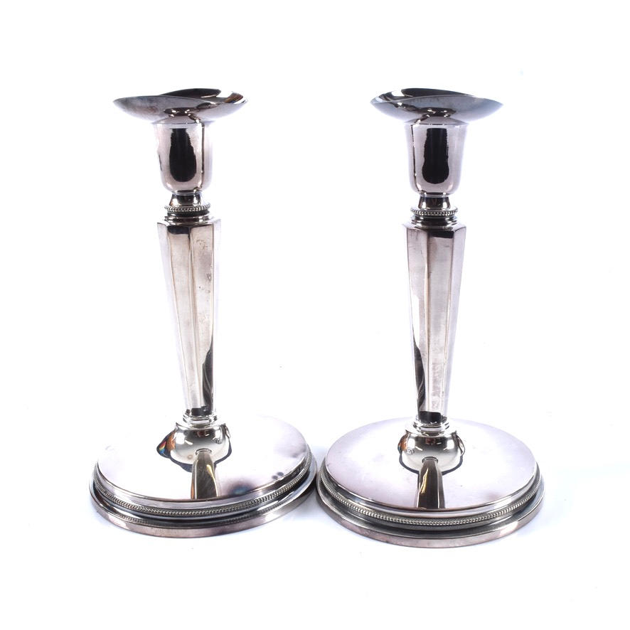CANDLESTICKS, 1 pair, silver, Markströms Uppsala 1961.