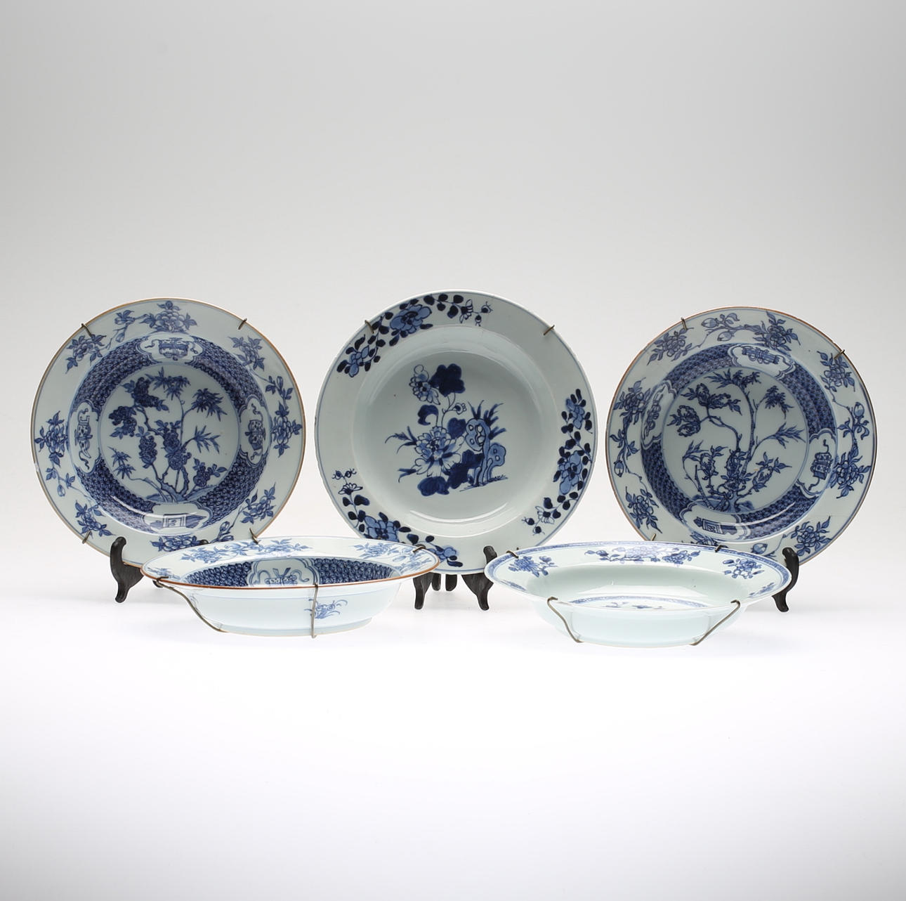 DJUPA TALLRIKAR, 5 st, Porslin, Kina, 1800-/1900-tal.