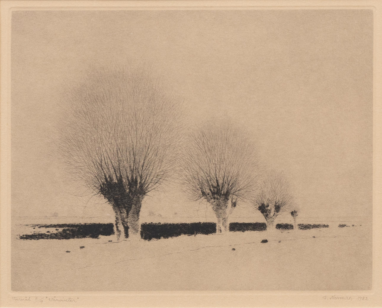 GUNNAR NORRMAN. “Spring Winter”, dry needle no. 7/9, signed and dated 1982.