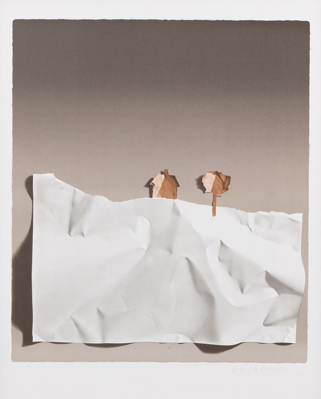YRJÖ EDELMANN. Crumpled paper, lithograph no EA, signed.