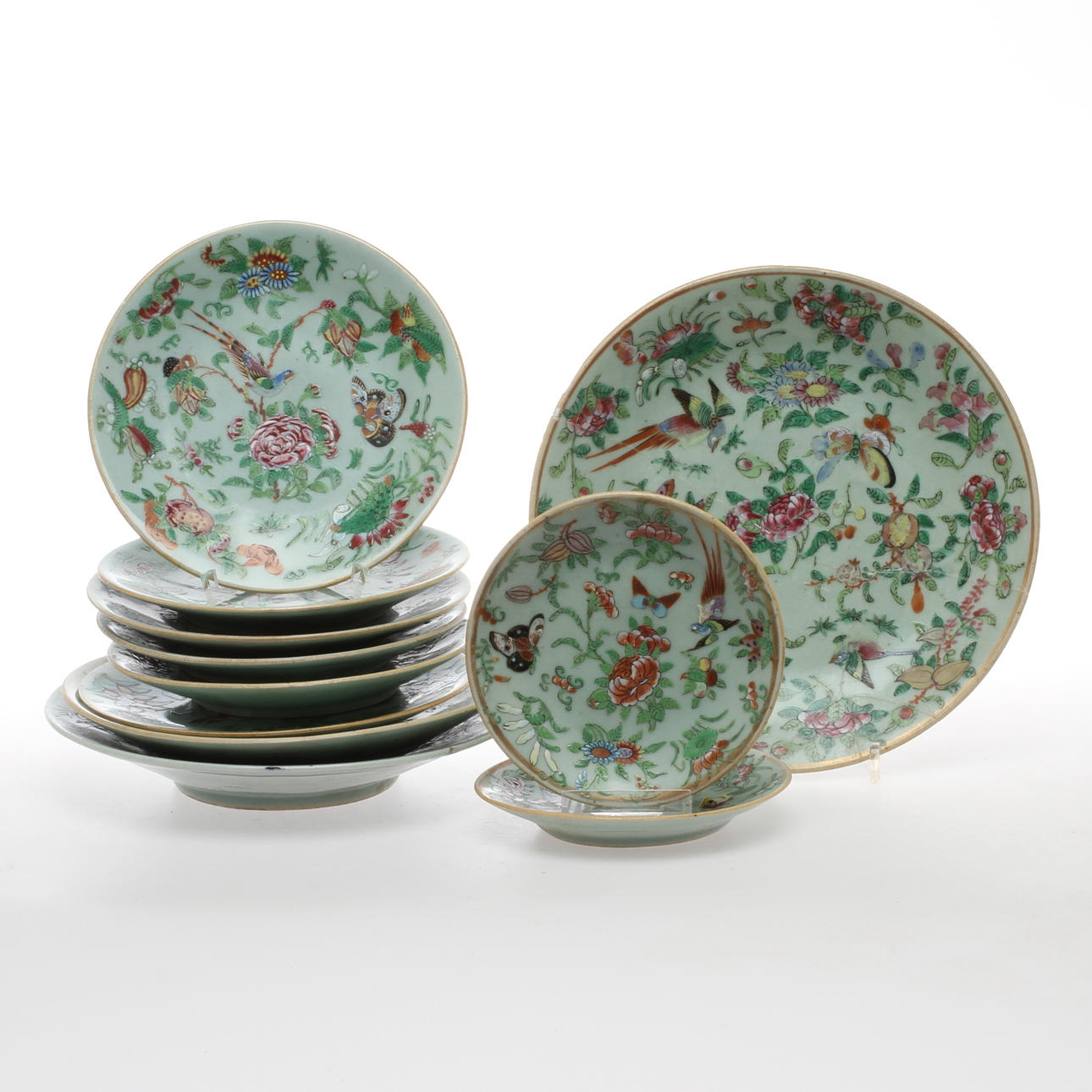 PARTI TALLRIKAR & FAT, 11 delar, porslin, Kina, 1900-tal.