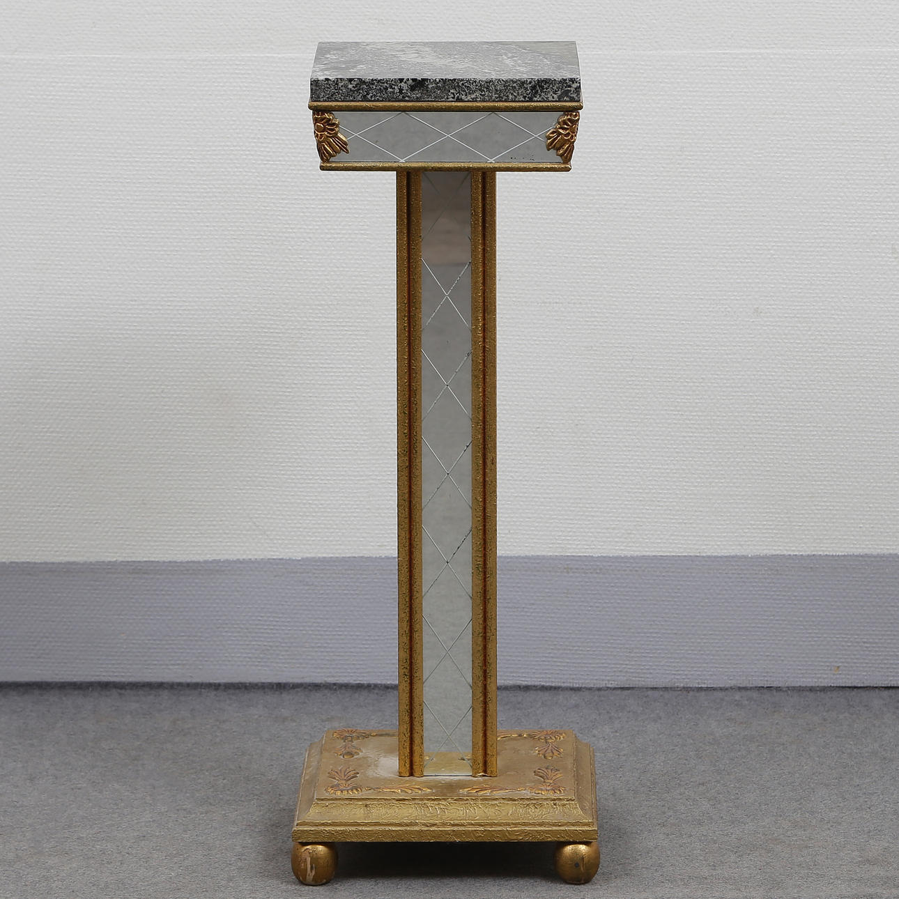 MARBLE PEDESTAL, BRONZED, 1940S/1950S.