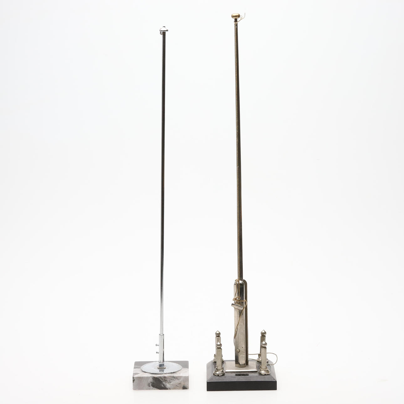 TABLE FLAGPOLES. 2 pcs. White metal.