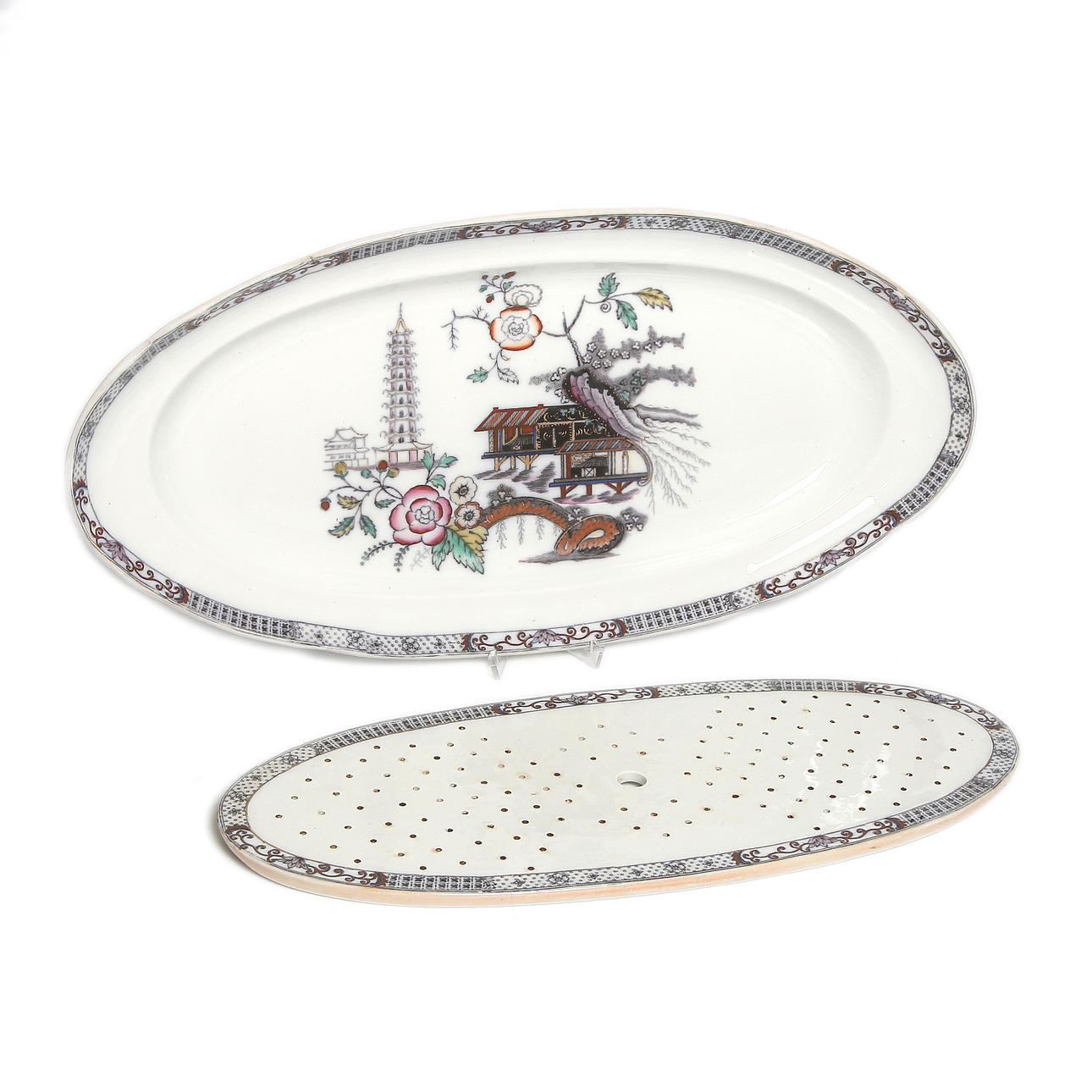 FISKFAT, flintgods, "Japan", Rörstrand, sekelskiftet 18/1900.