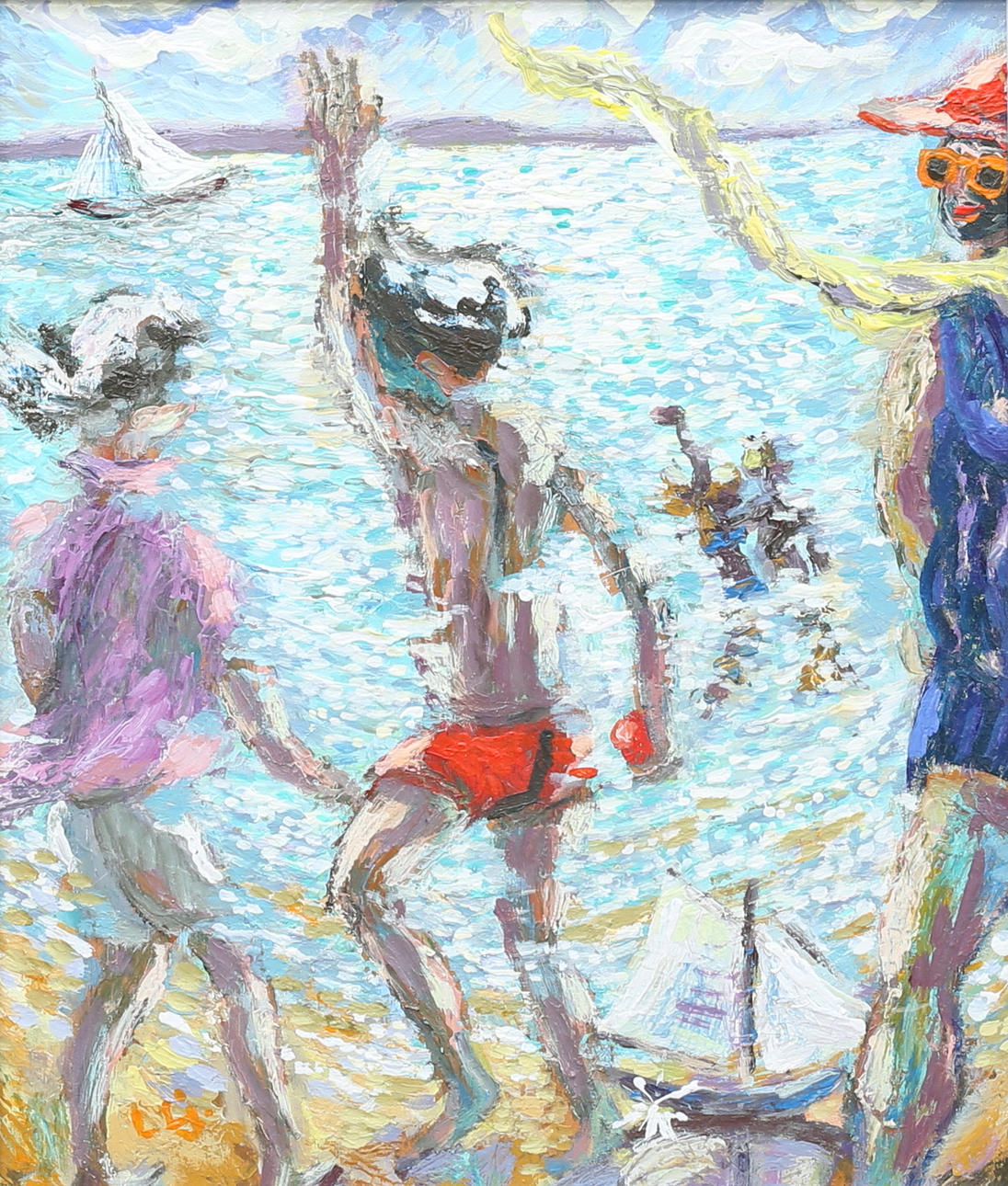 LARS LJUNGQUIST. Beach play. Oil on panel, signed and dated 2005.