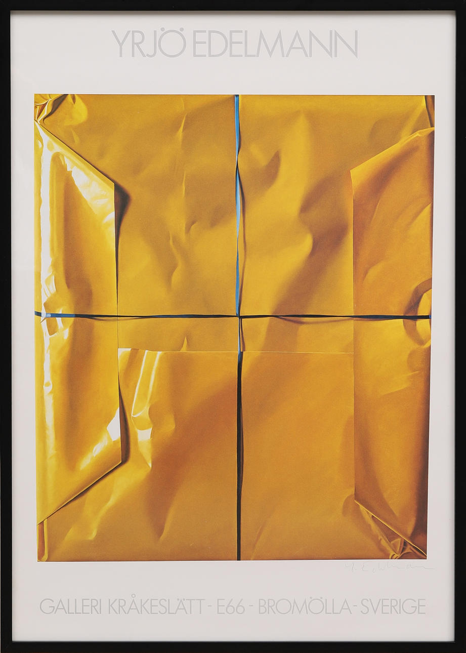 YRJÖ EDELMANN. EXHIBITION POSTER, Galleri Kråkeslett, signed.