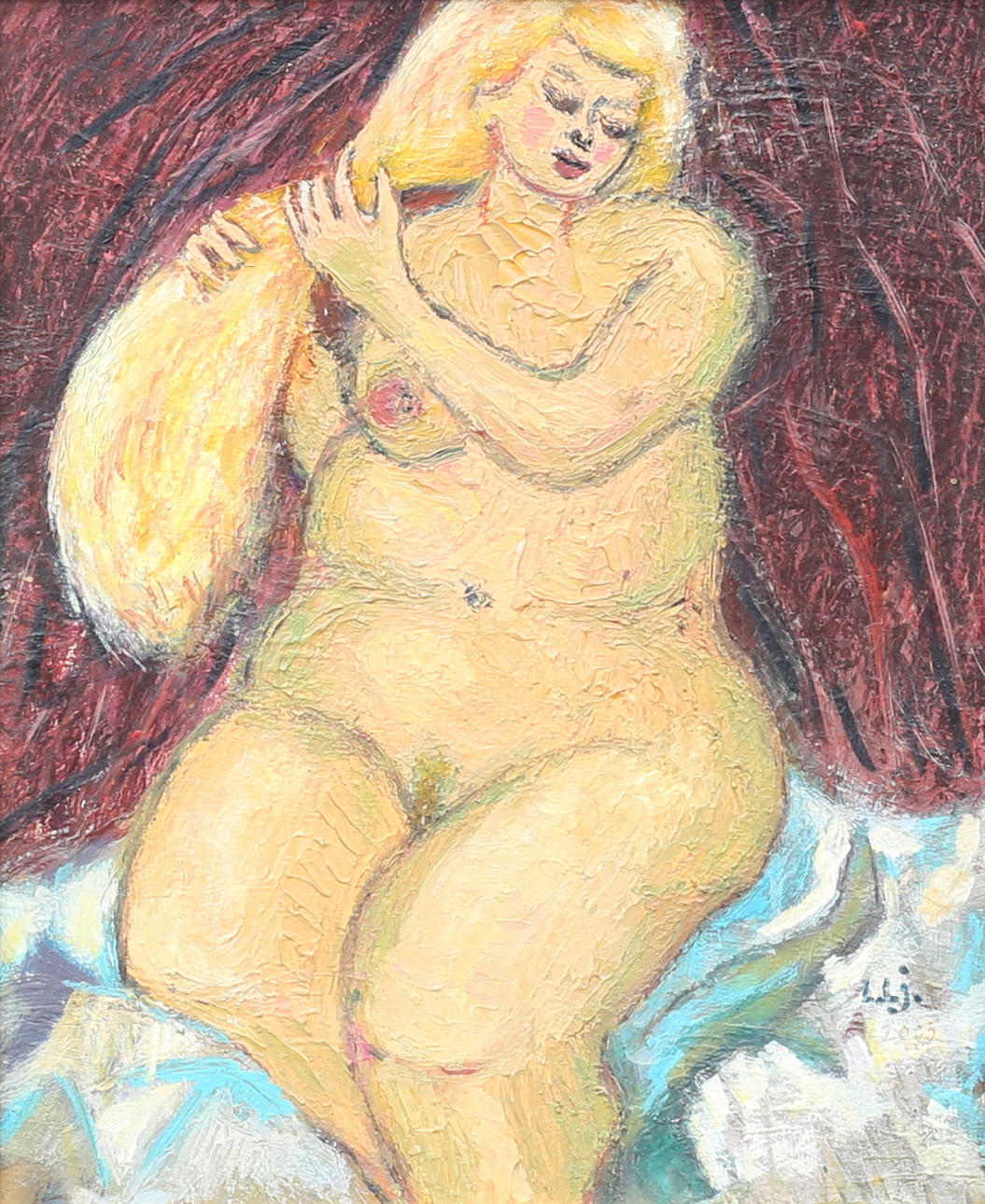 LARS LJUNGQUIST. Nude study. Oil on panel, signed and dated 2005.