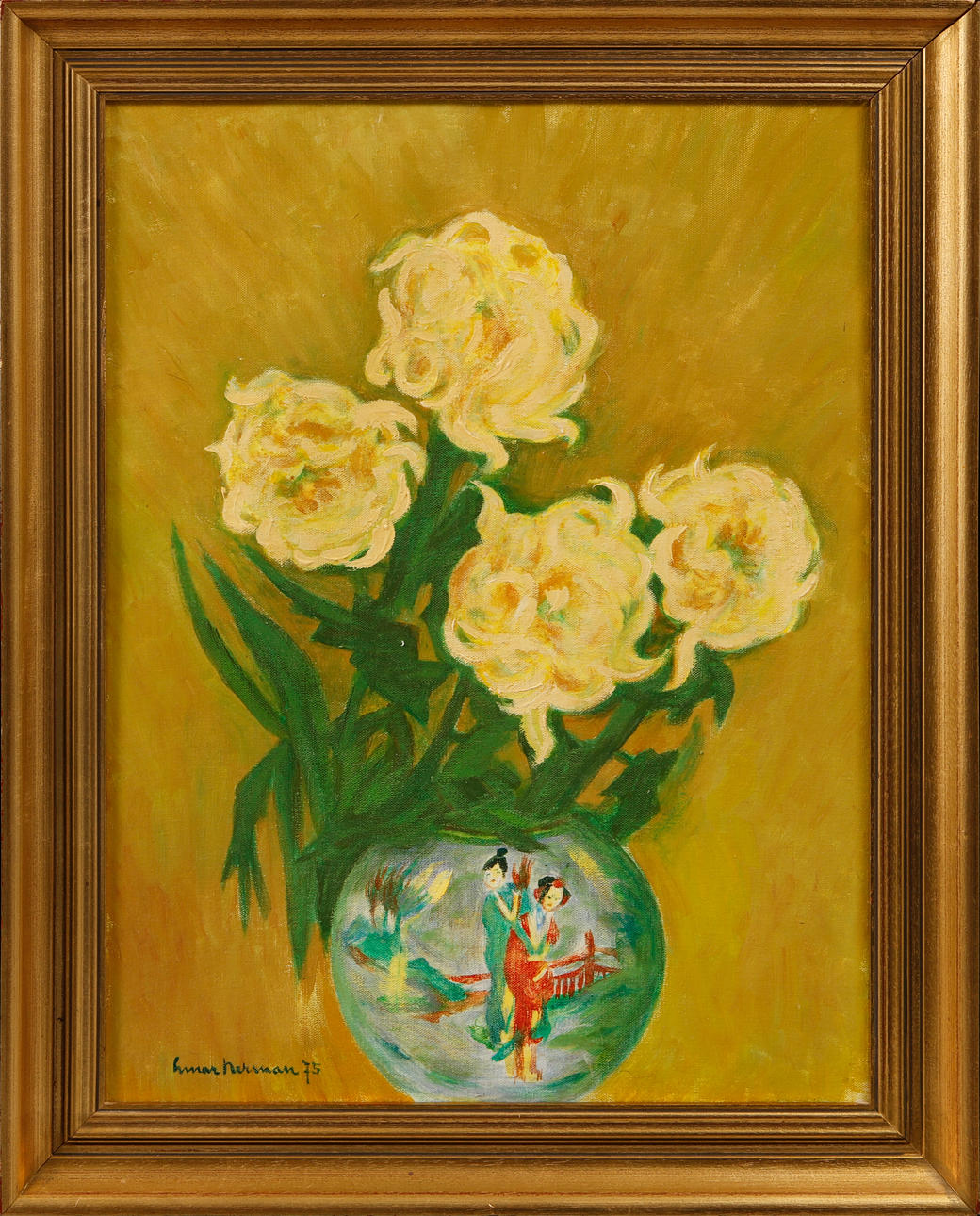 EINAR NERMAN. Still life, oil on canvas, signed and dated 75.