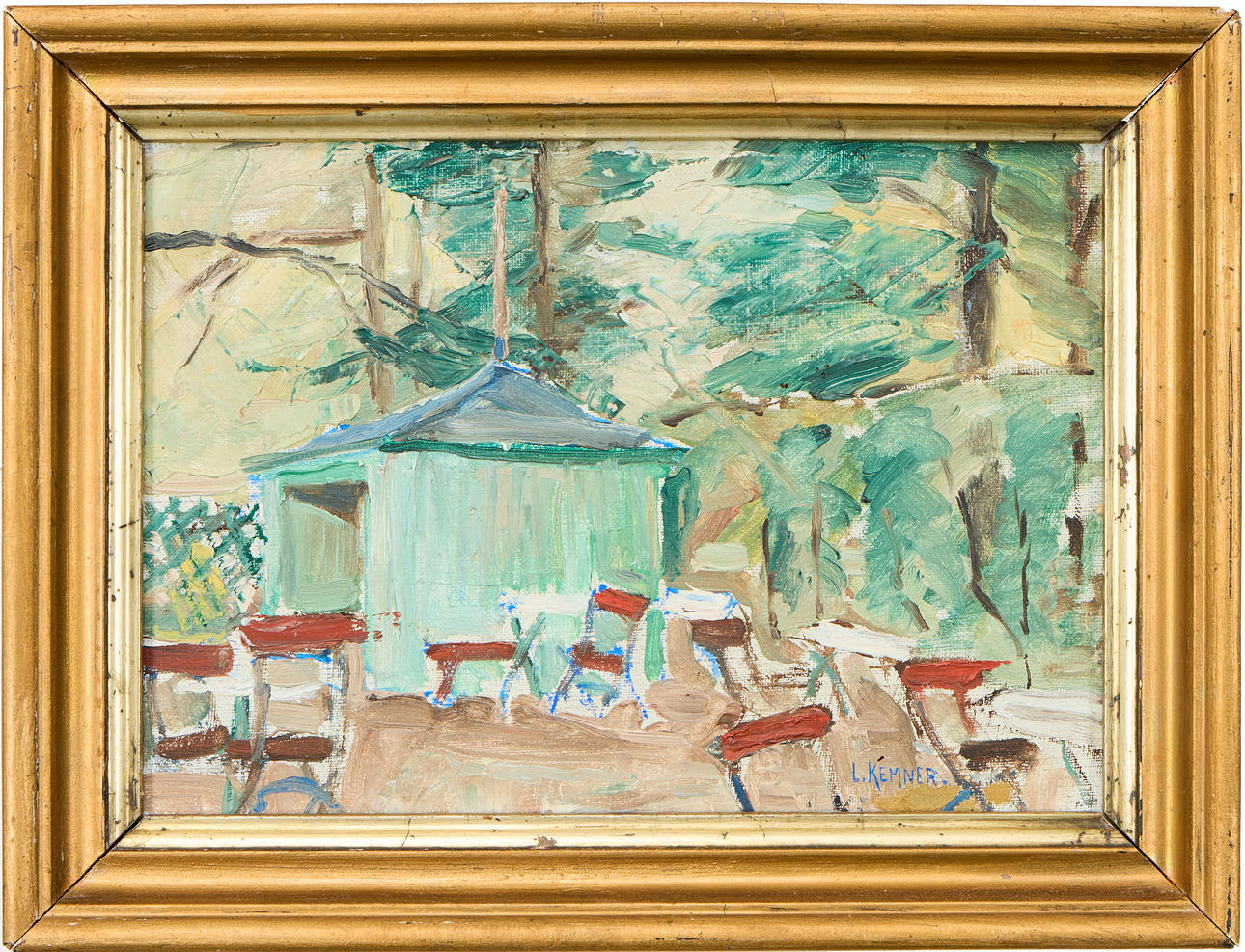 LARS KEMNER. Café motif, oil on panel.