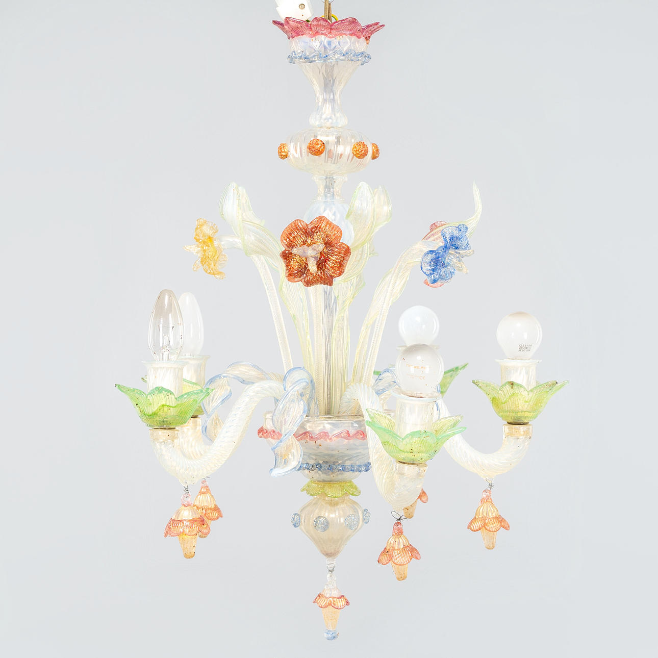 TAKKRONA, glas, venetiansk stil, Murano, Italien, 1900-tal. Belysning ...