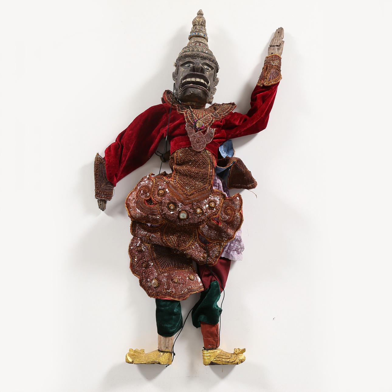 MARIONETTDOCKA, tyg och trä, asiatisk.