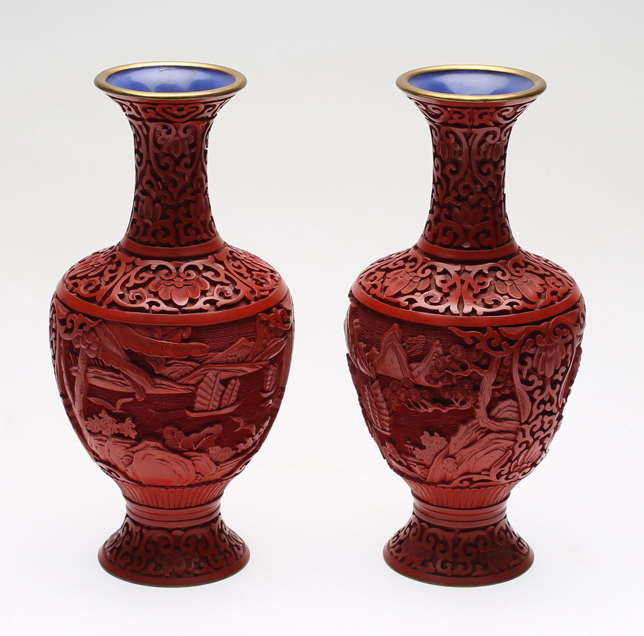 VASER, 1 par, lackarbete, Kina, 1900-tal.