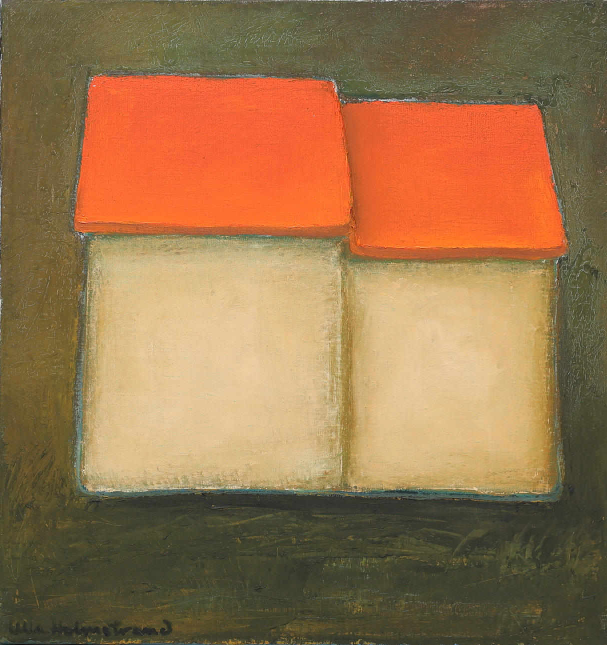 ULLA HOLMSTRAND, oil on canvas, “Knuffas lagom” signed.