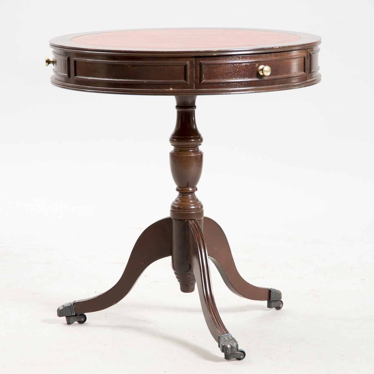 KARUSELLBORD, mahogny med röd skinnskiva, engelsk stil.