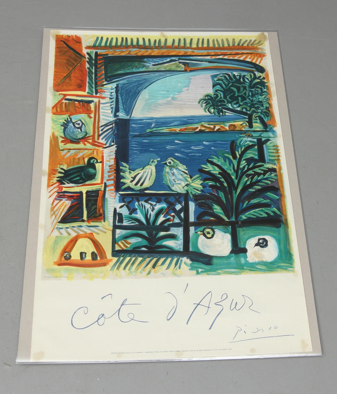 PABLO PICASSO. EFTER. "Côte d'Azur", färglitografisk affisch, 1962.